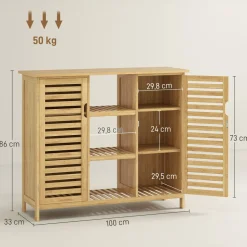 Zapatero Maní Homcom 2 puertas con 3 estantes natural 86x100x33 cm