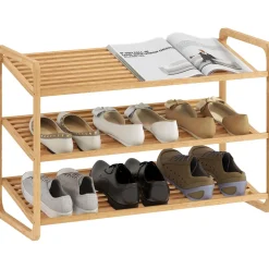 Zapatero Mio Homcom 3 niveles 12 pares natural 50,8x76x33 cm