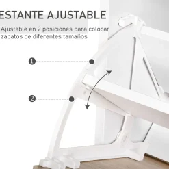Zapatero Momo Homcom 2 puertas con cajón natural/blanco 105,5x60x24 cm
