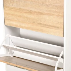 Zapatero Momo Homcom 2 puertas con cajón natural/blanco 105,5x60x24 cm