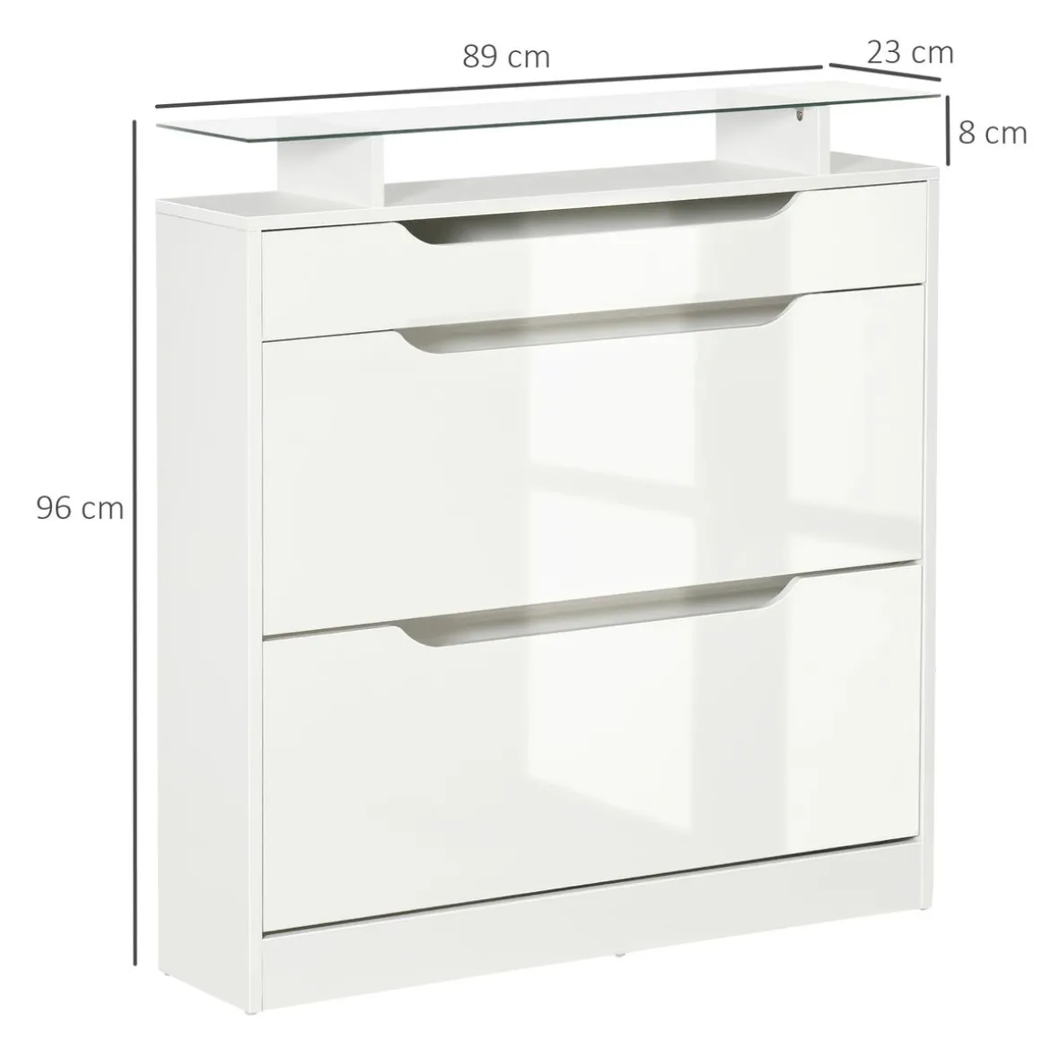 Zapatero Nordic Homcom 2 puertas con cajón blanco 96x89x23 cm
