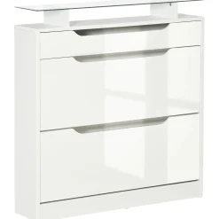Zapatero Nordic Homcom 2 puertas con cajón blanco 96x89x23 cm