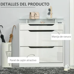 Zapatero Nordic Homcom 2 puertas con cajón blanco 96x89x23 cm
