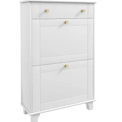 Zapatero Nussa Homcom 2 puertas + cajón 8 pares blanco 98,5x60x23,5 cm