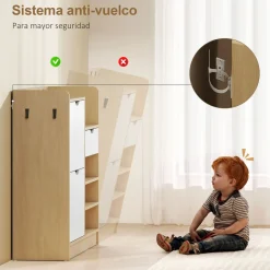Zapatero Ommio Homcom 2 puertas con cajón 14 pares blanco/natural 90x93x30 cm