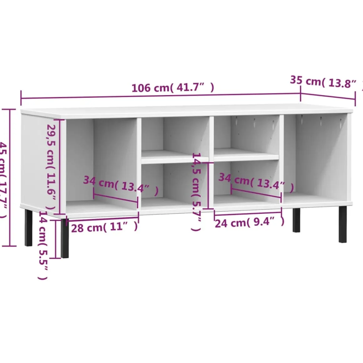 Zapatero Oslo 6 compartimentos madera 45x106x35 cm