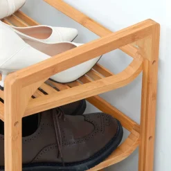 Zapatero Ovre Homcom 3 niveles 9 pares bambú 51x76x33 cm