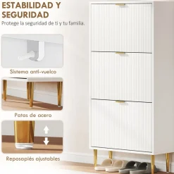 Zapatero Piña Homcom 3 puertas 18 pares blanco 128x60x24 cm