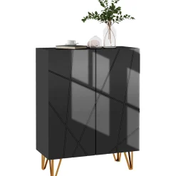 Zapatero Pro Homcom 2 puertas + 5 estantes negro 97x72x31,5 cm