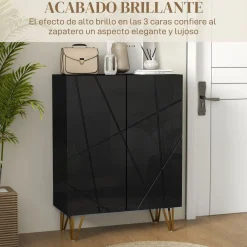 Zapatero Pro Homcom 2 puertas + 5 estantes negro 97x72x31,5 cm