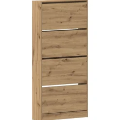 Zapatero Romo 4 puertas abatibles natural 163,5x80x21 cm