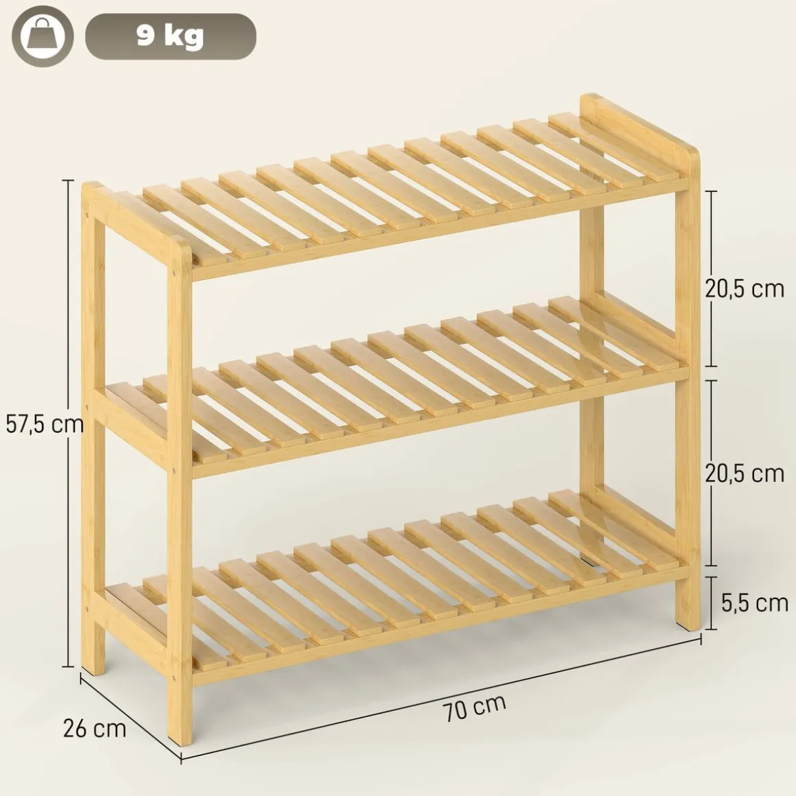 Zapatero Sansan Homcom 3 niveles 57,5x70x26 cm