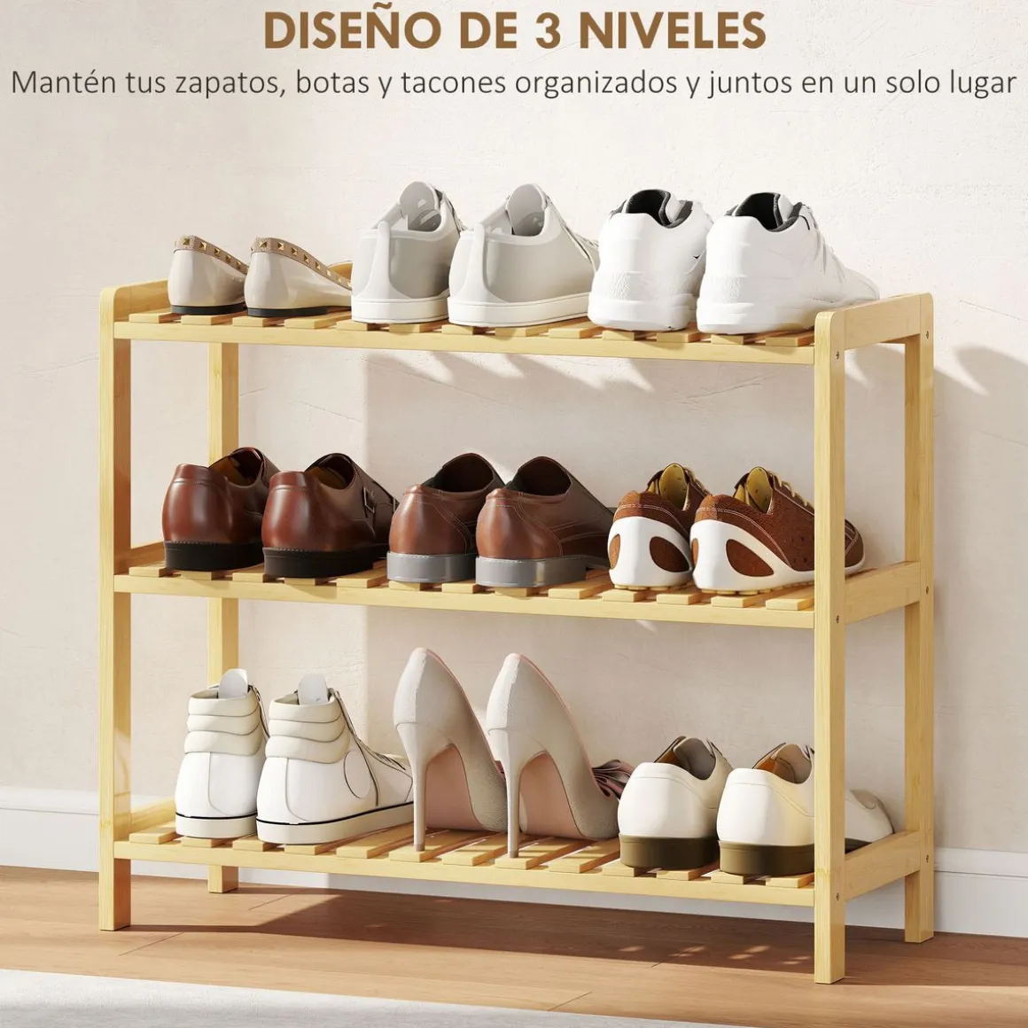 Zapatero Sansan Homcom 3 niveles 57,5x70x26 cm