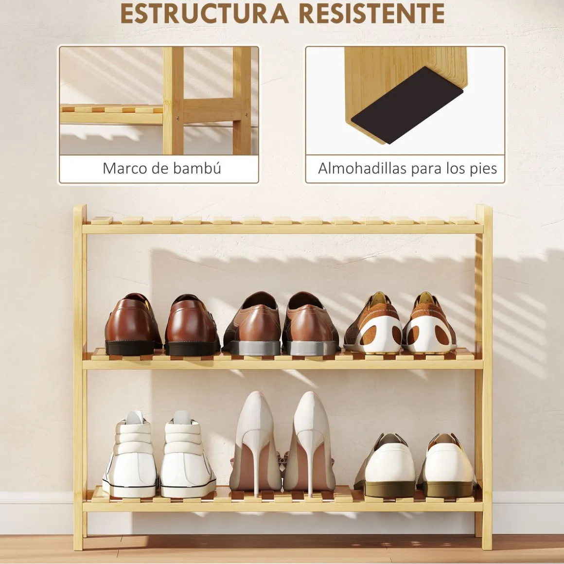 Zapatero Sansan Homcom 3 niveles 57,5x70x26 cm