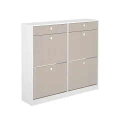Zapatero Sirena 4 puertas con 2 cajones blanco/gris 104,3x116,8x27 cm