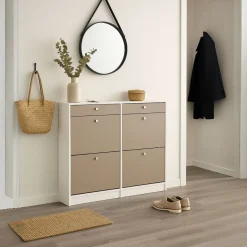 Zapatero Sirena 4 puertas con 2 cajones blanco/gris 104,3x116,8x27 cm