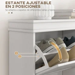 Zapatero Somer Homcom 2 puertas 10 pares blanco 82,5x54x24 cm