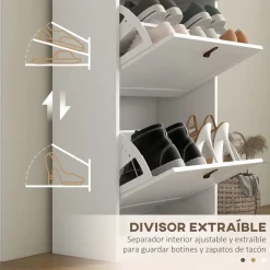 Zapatero Somer Homcom 2 puertas 10 pares blanco 82,5x54x24 cm