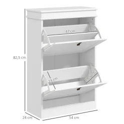 Zapatero Somer Homcom 2 puertas 10 pares blanco 82,5x54x24 cm