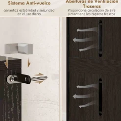 Zapatero Stelara Homcom 2 puertas 20 pares negro 103x72x34,5 cm