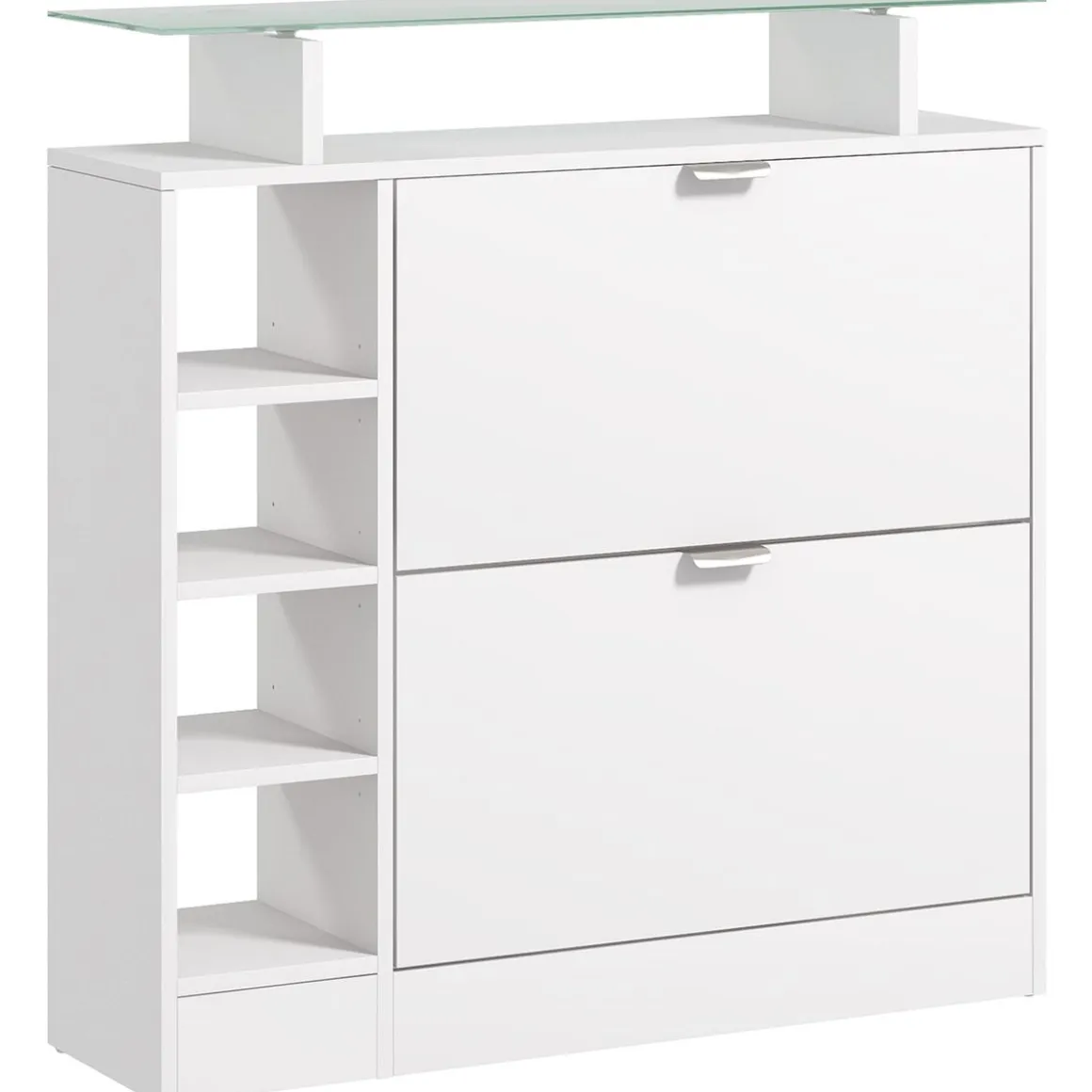 Zapatero Toby Homcom 2 cajones + 4 estantes + repisa blanco 92x89x25 cm