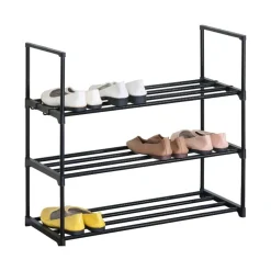 Zapatero Toscana 3 niveles diseño apilable negro 61x67x30 cm