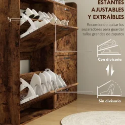 Zapatero Vértice Homcom 4 puertas 24 pares marrón 103x120x24 cm