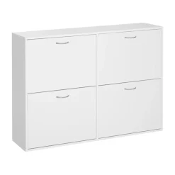 Zapatero Walk Homcom 4 cajones abatibles 16-24 pares blanco 81x120x24 cm
